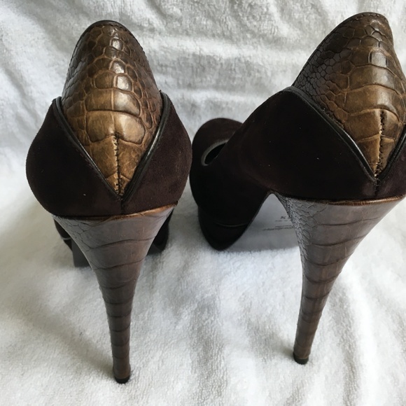 YSL Tribute 105 Chocolate/Coffee Suede 38.5 - Picture 3 of 8